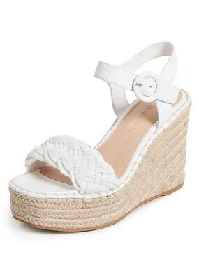 Veronica Beard Reema White Braided Espadrilles Wedge Sandals